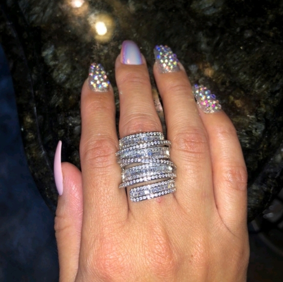 Beautiful 6.4 Carat Sapphire Sterling Silver Ring - Free Shipping - Picture 10 of 11